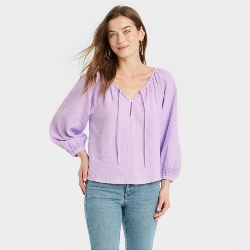 Universal Thread Lavender Gauze Top - image 2